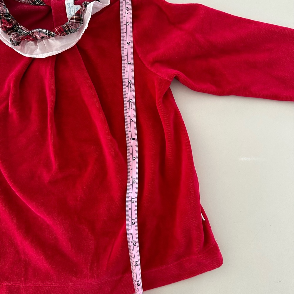 JACADI red velours pajamas with tartan collar in size 4 - Picture 6 of 13